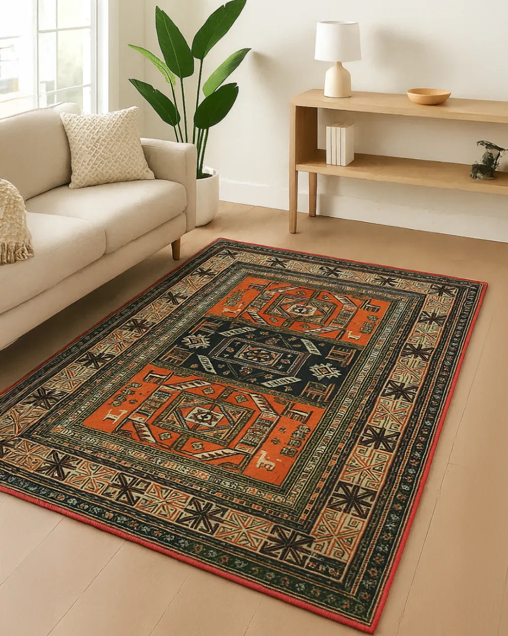 Multi Color Tribal Print Rug