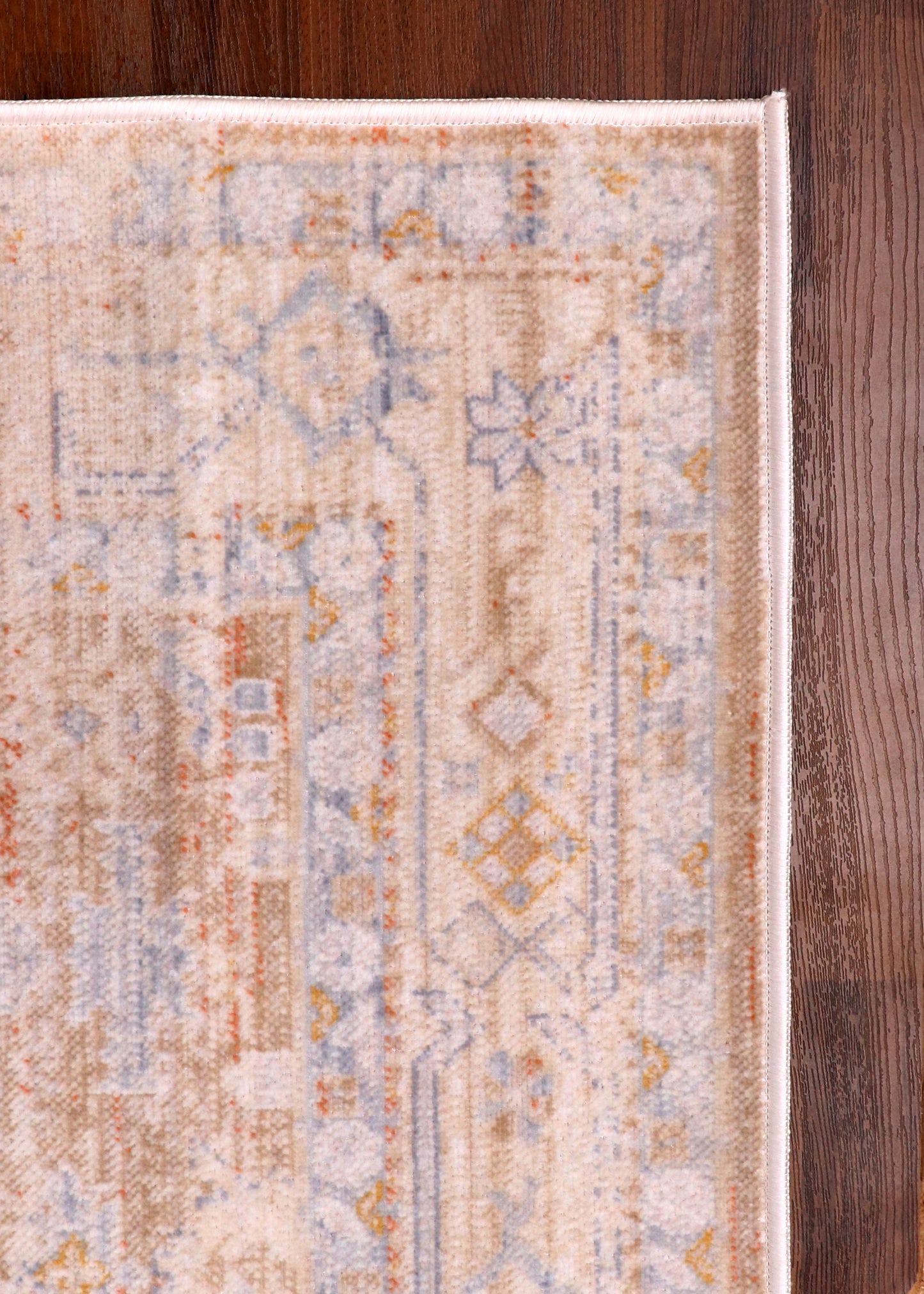 Terra-Azure Distressed Medallion Turkish Rug
