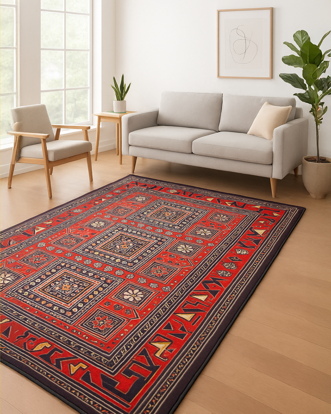 Traditional Persian Design Elegance Rug with Felt Back