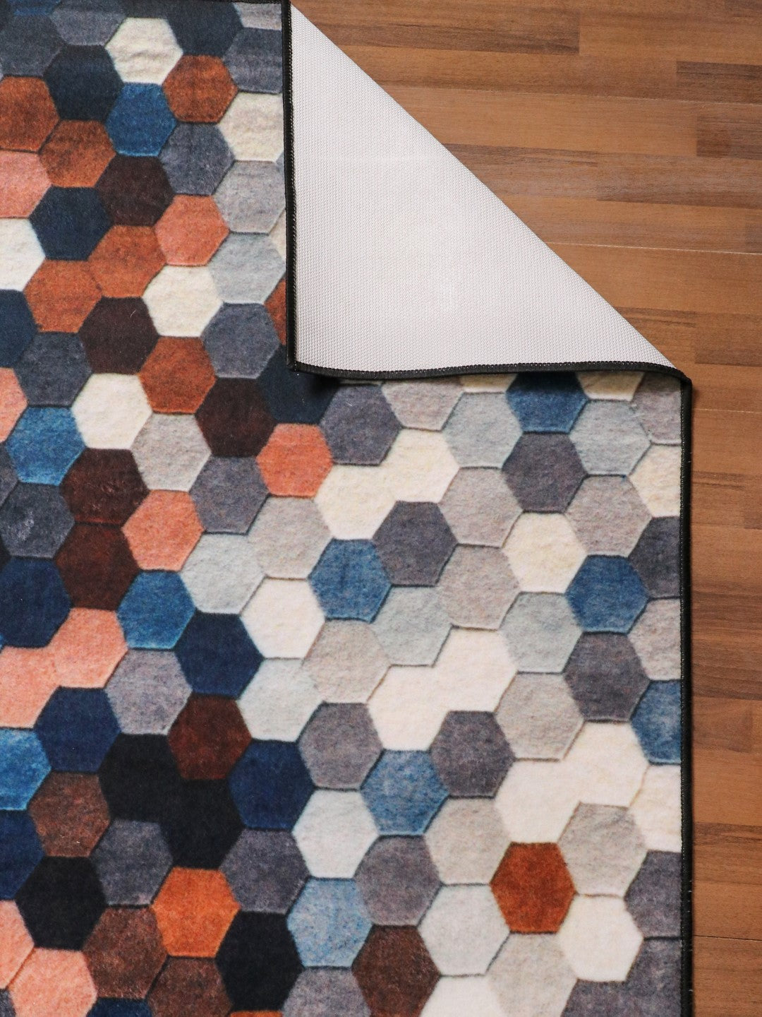 Multi Color Hexagon Print Rug