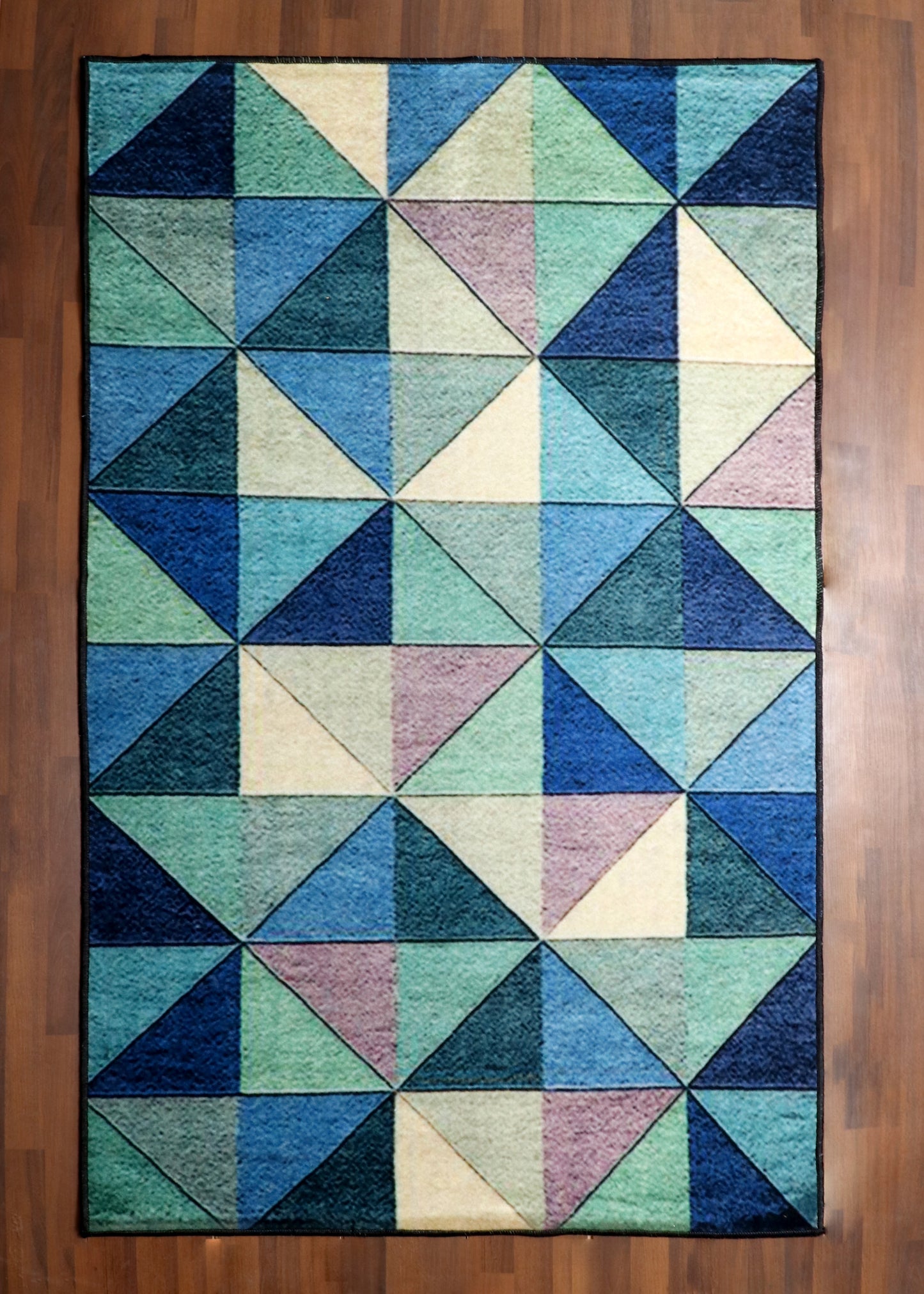 Geometric Pastel Triangle Pattern Rug