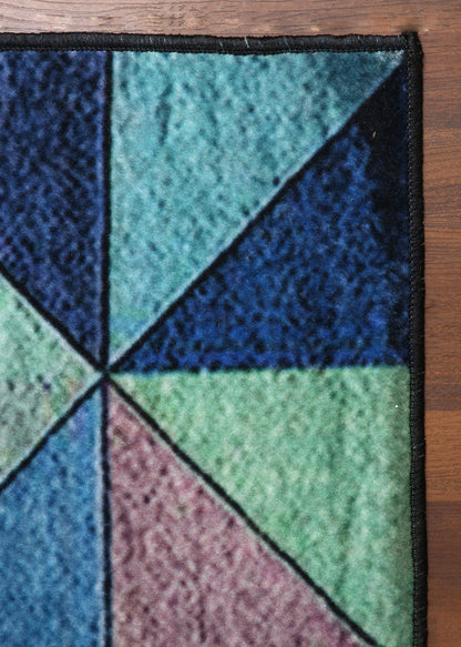 Geometric Pastel Triangle Pattern Rug