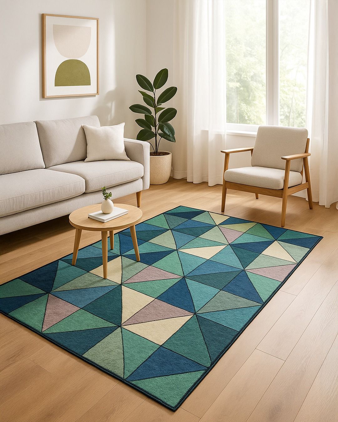 Geometric Pastel Triangle Pattern Rug