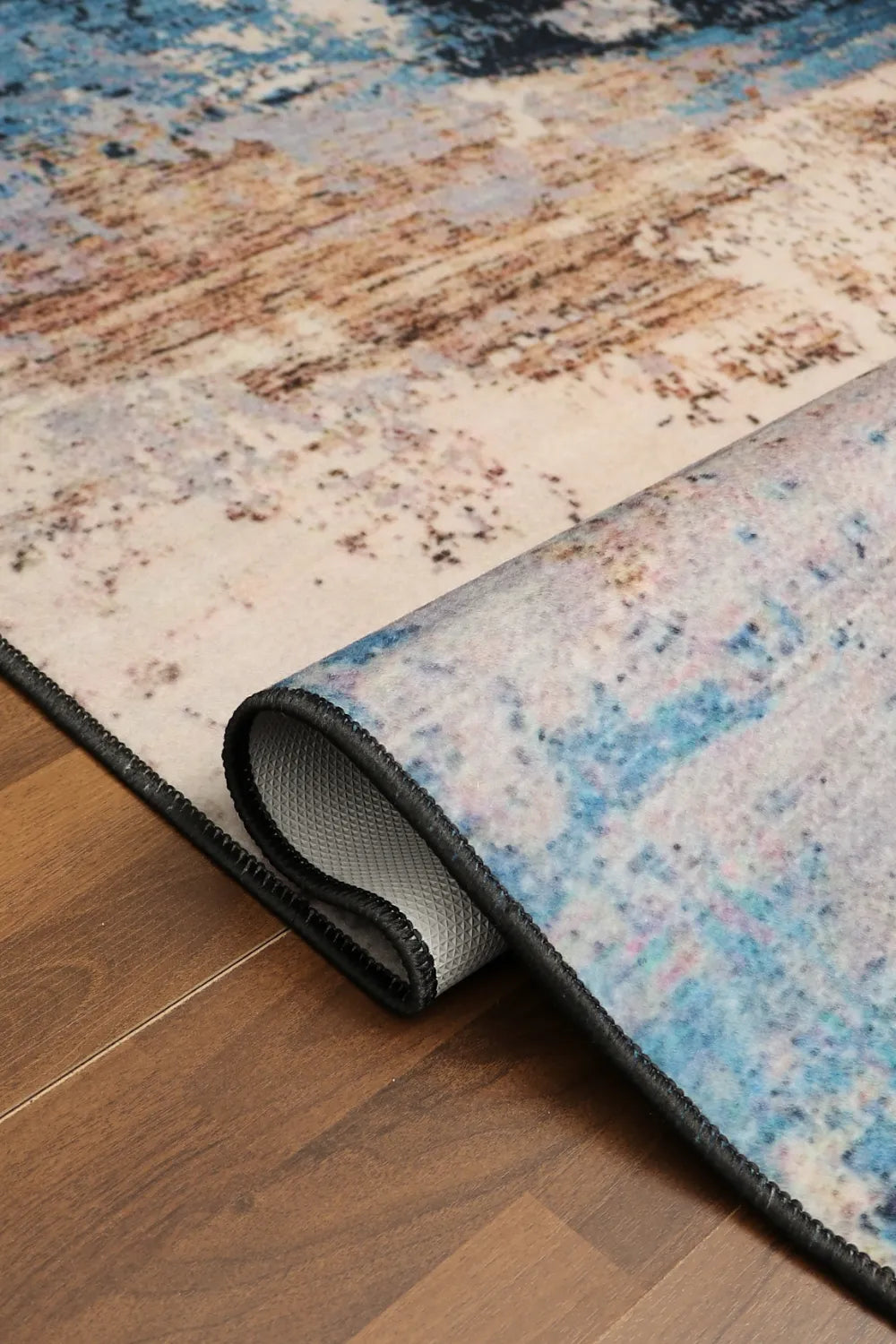 Modern Blue Beige Multi Color Abstract Print Rug