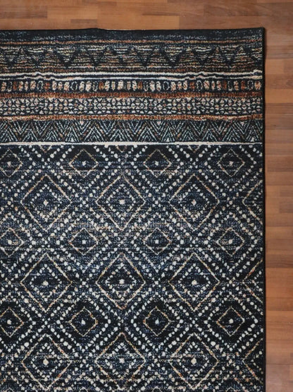 Black with Beige Killim Print Rug