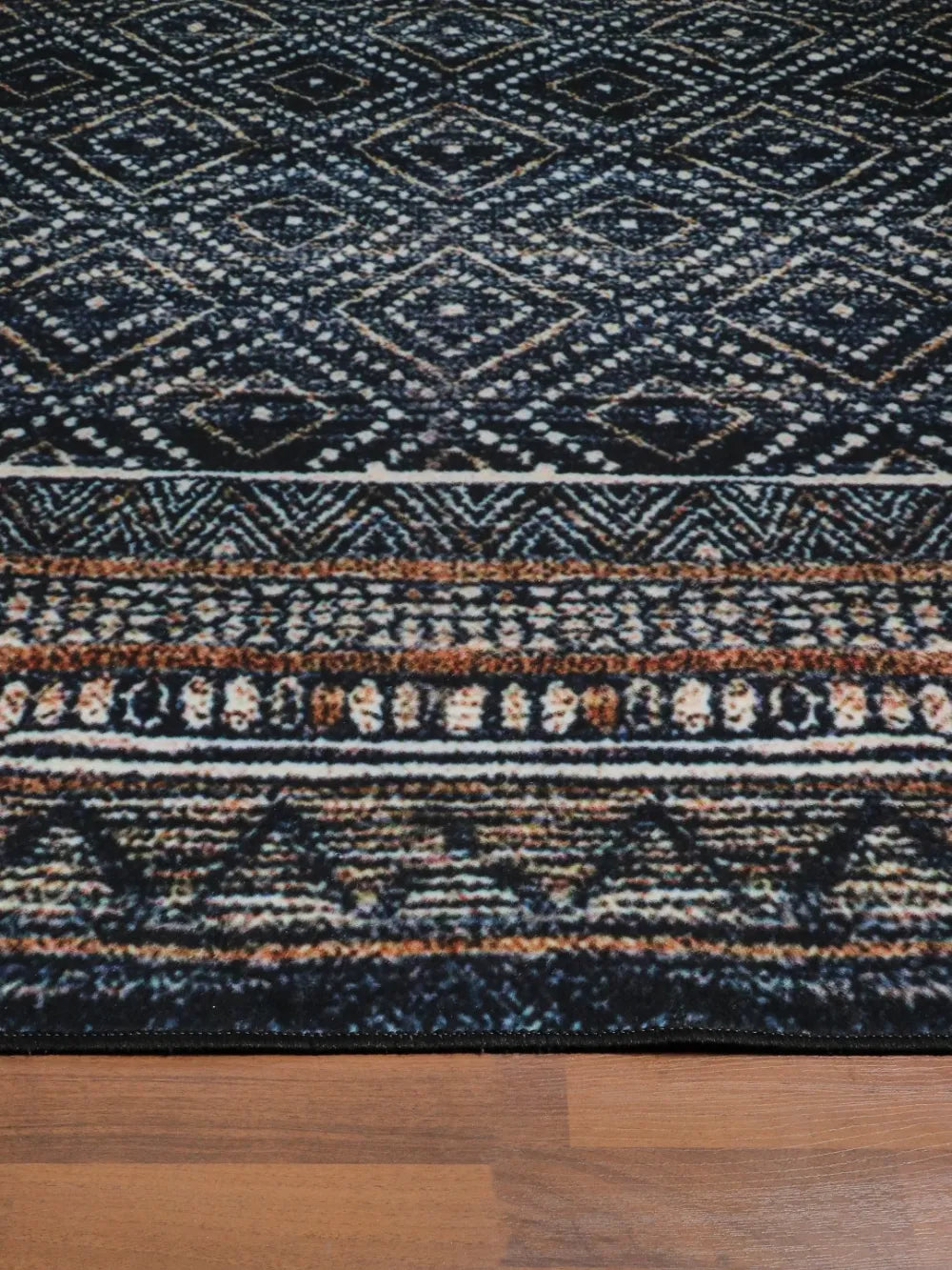 Black with Beige Killim Print Rug