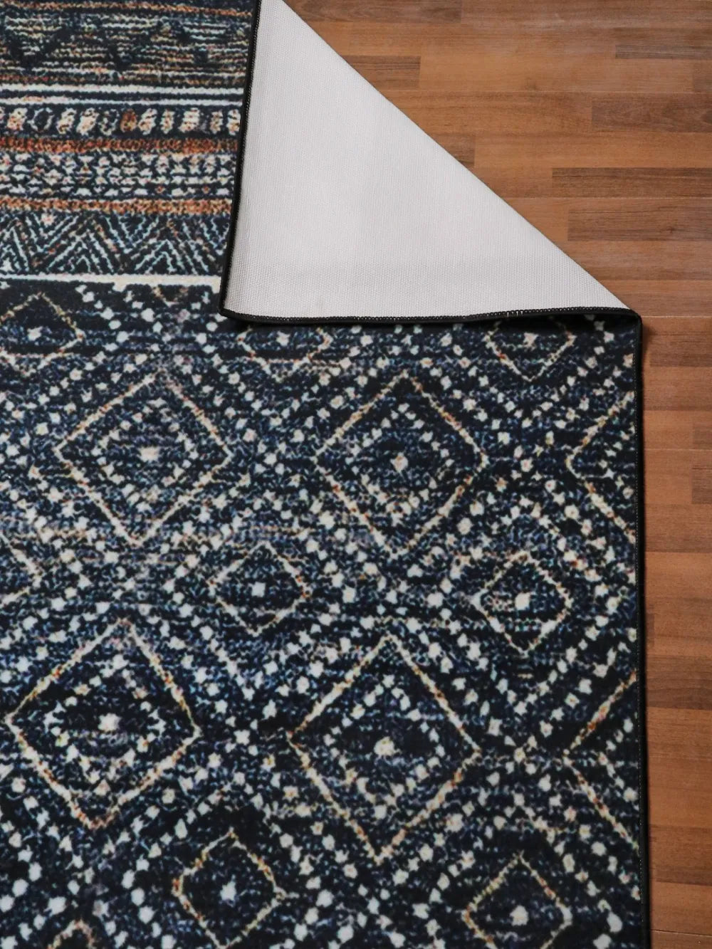 Black with Beige Killim Print Rug