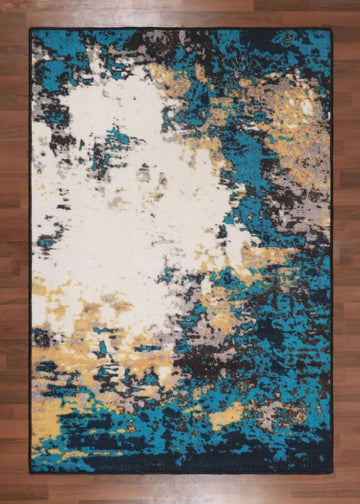 Green Blue Beige Abstract Print Rectangle