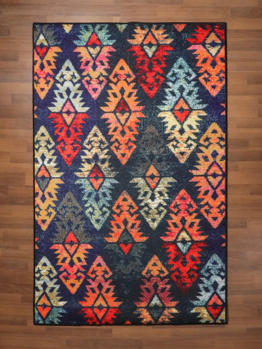 Multi Color Motif Print Rug
