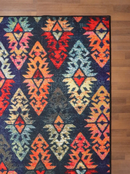 Multi Color Motif Print Rug