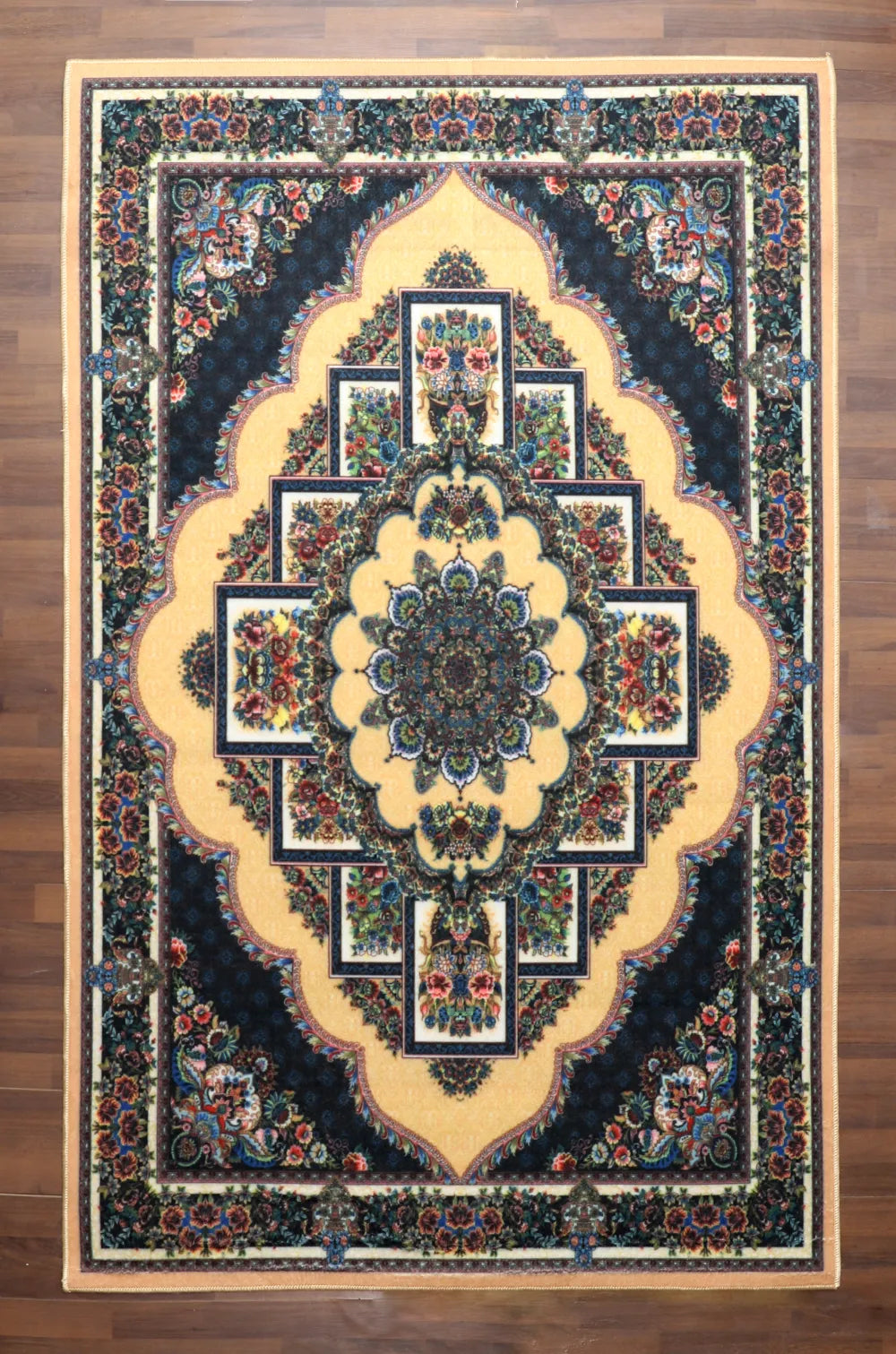 Premium Multicolor Floral Medallion Non Woven Rug –Anti-Slip Design for Modern Homes