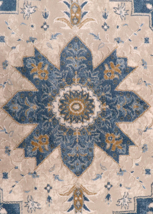 Medallion Distressed Blue & Cream Rug