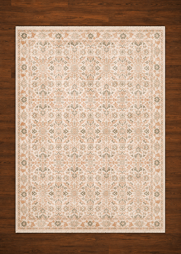 Elegant Turkish Terracotta & Olive Damask Rug