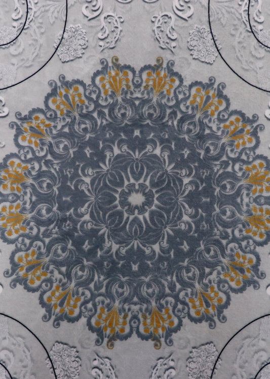 Prestige Medallion Slate and Gold Traditional Rug