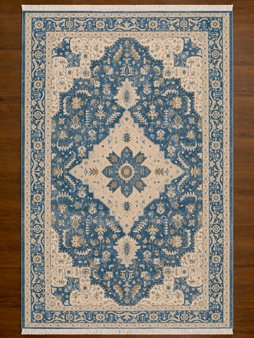 Medallion Distressed Blue & Cream Rug
