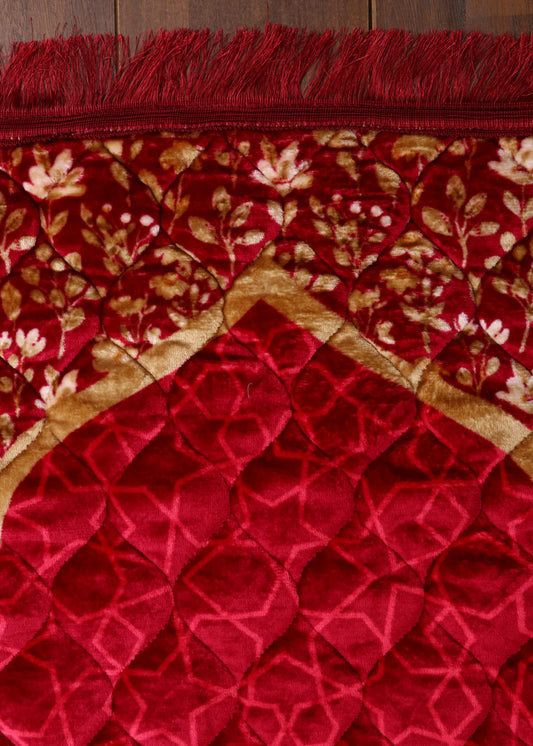Royal Maroon & Gold Arch Quilted Velvet Prayer Mat