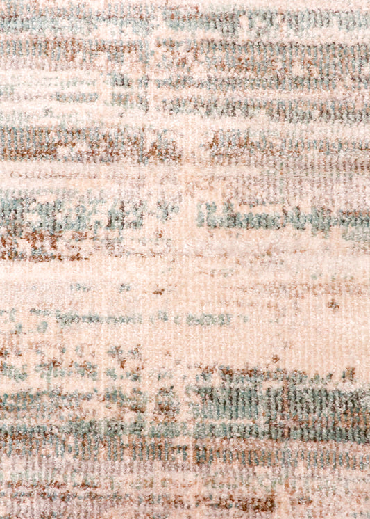 Abstract Cream & Teal Turkish Floor Runner Rug