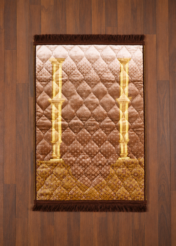Golden Pillar Quilted Velvet Prayer Mat