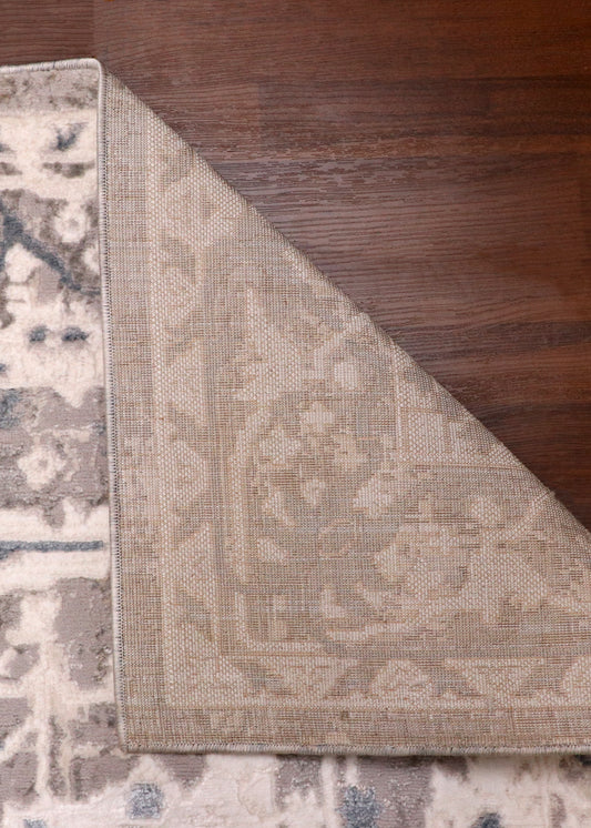 Turkish Rug - Taupe Brown & Slate Blue