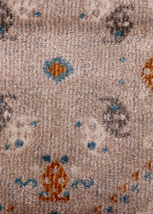 Geometric Beige, Rust & Blue Turkish Floor Runner Rug
