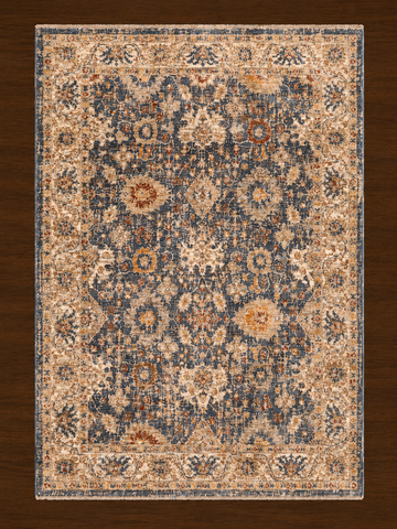Organic Modern Medallion Rug – Faded Blue/Cream