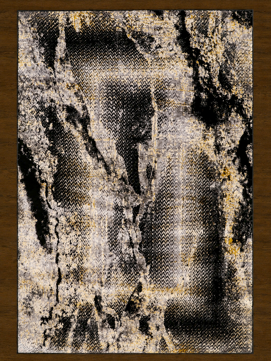Abstract Turkish Area Rug - Onyx and Gold Neutral