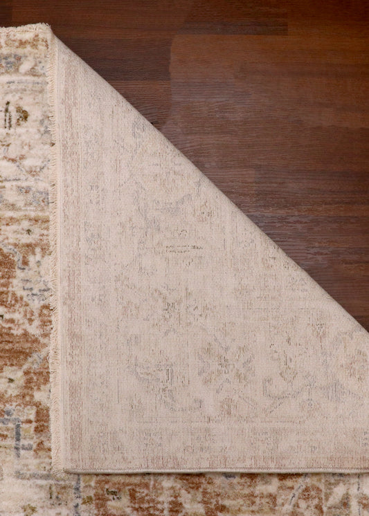 Turkish Rug in Cream, Rust, and Sage Green