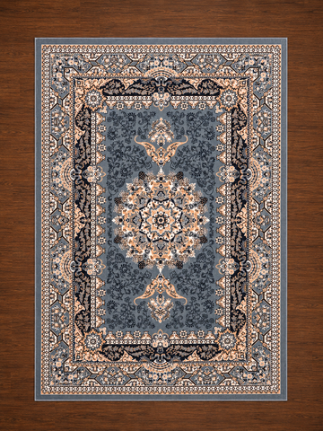 Prestige Medallion Slate Blue Traditional Rug