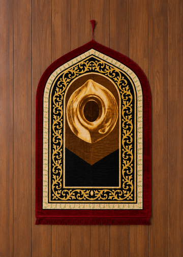 Premium Hajr-e-Aswad Velvet Jainamaz – Maroon & Gold
