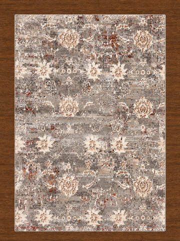 Turkish Rug in Charcoal and Cream
