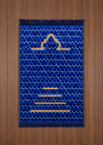 Royal Blue Quilted Velvet Prayer Mat