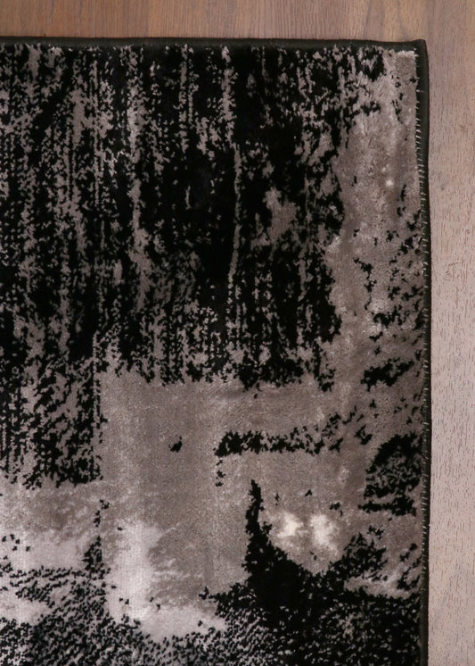 Abstract Charcoal & Cream Turkish Rug
