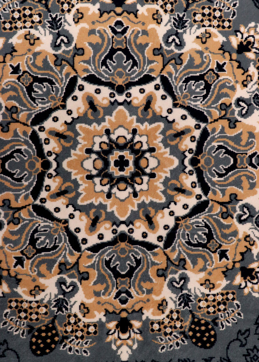 Prestige Medallion Slate Blue Traditional Rug