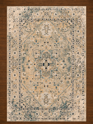 Turkish Rug - Sage Green & Muted Gold