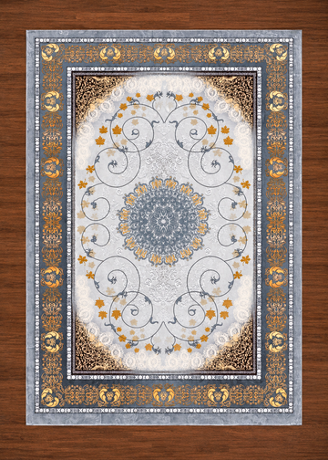 Prestige Medallion Slate and Gold Traditional Rug
