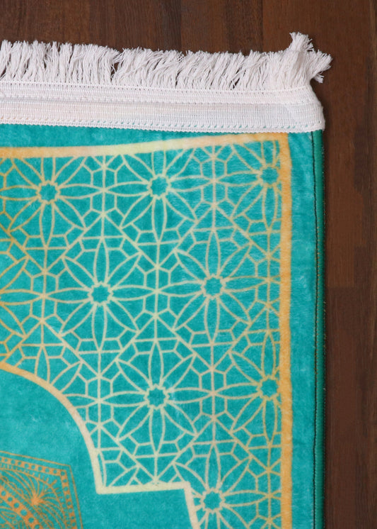 Golden Crescent Arch Velvet Prayer Mat