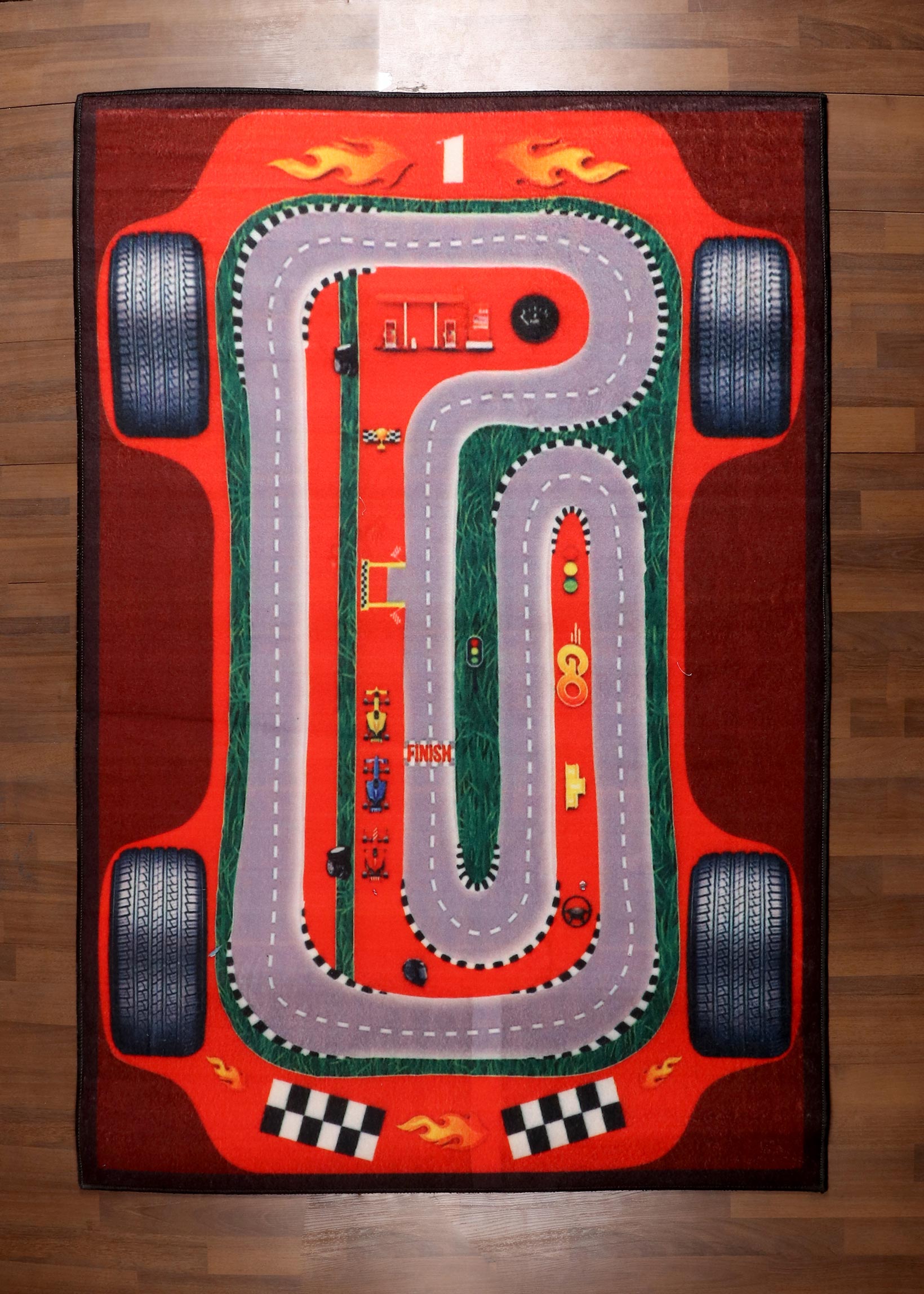 Car Racing Rug Kids Red Modish Racing Car Rug for Kids