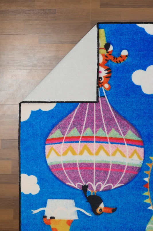 Multi Color Hot Air Baloon & Animal Rug