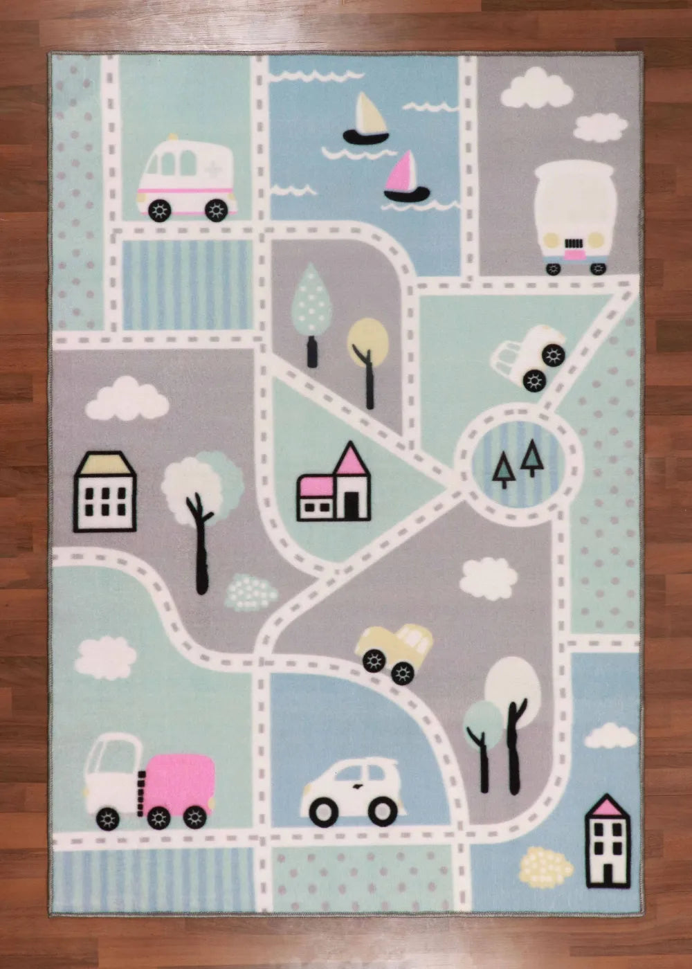 Multi Color Roads & Neighbourhood Drawing Print Rug – Nayyer Carpets