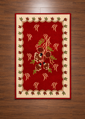 Crimson Meadow Floral Rug