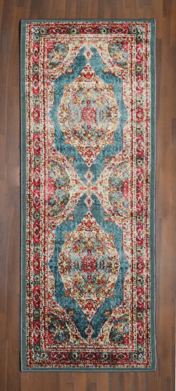 Faded Teal Medallion Rug