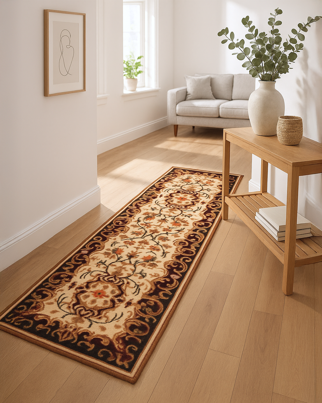 Multi Color Traditional Floral Print Runner