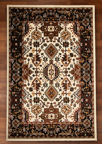 Beige And Black Traditional Design Rug