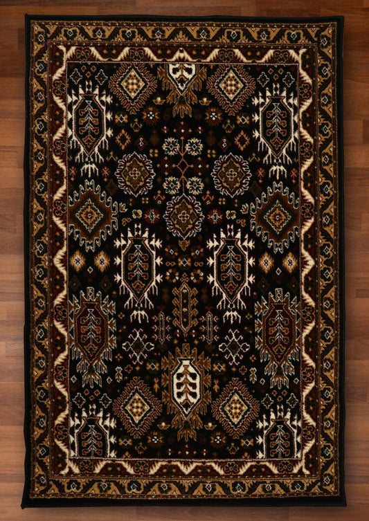 Black & Brown Traditional Deisgn Rug