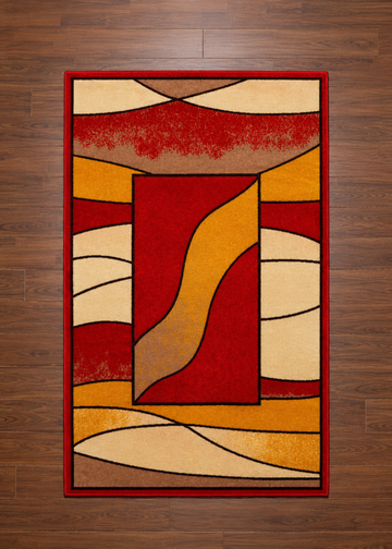 Modern Abstract Geo-Wave Non-Woven Rug