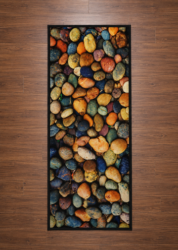 Multi Color 3D Pebble Stone Print Runner