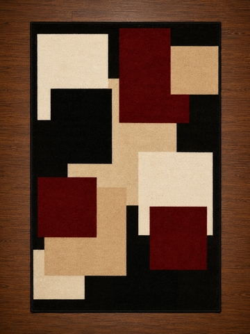Urban Patchwork Geometric Non-Woven Rug