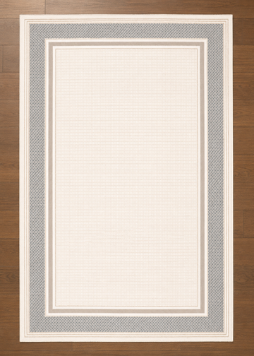 Minimalist Slate Bordered Cream Rug