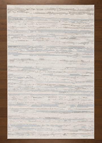 Ivory Striped Linear Textured Turkish Rug
