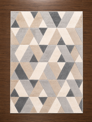 Nordic Geometric Triangular Pattern Modern - Grey & Beige